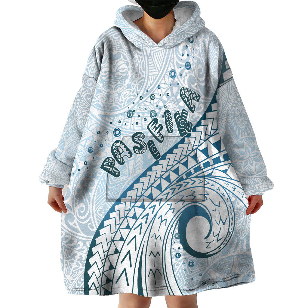 Pasifika Festival Wearable Blanket Hoodie Tribal Pattern Blue Version LT01 - Polynesian Pride