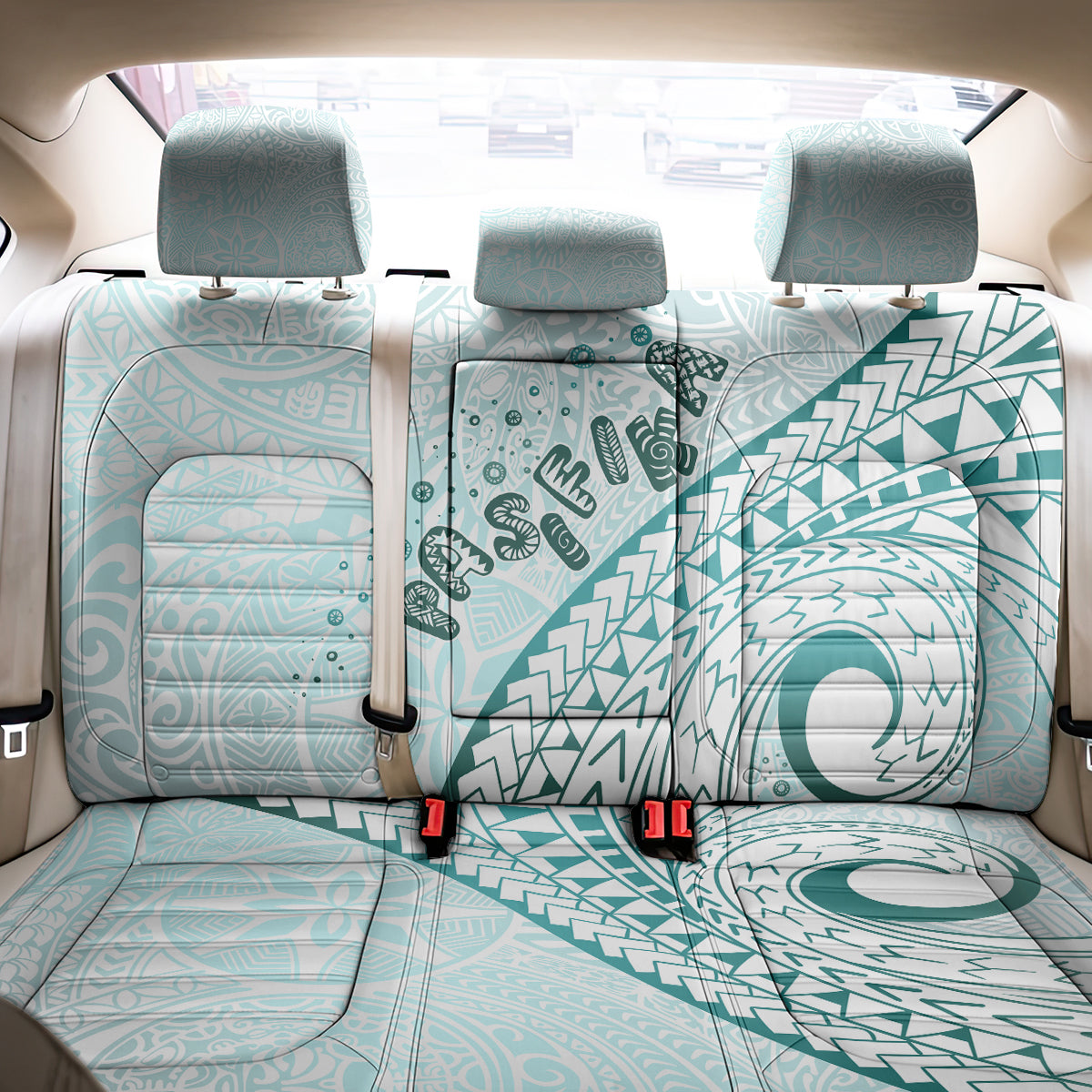 Pasifika Festival Back Car Seat Cover Tribal Pattern Teal Version LT01