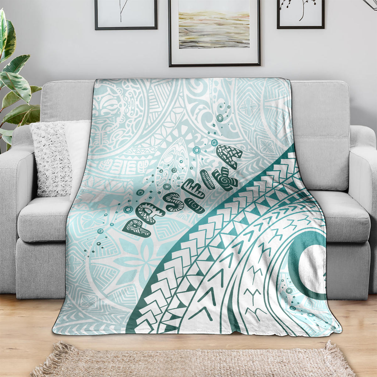 Pasifika Festival Blanket Tribal Pattern Teal Version
