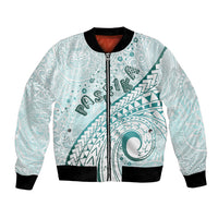 Pasifika Festival Bomber Jacket Tribal Pattern Teal Version LT01