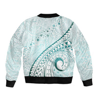 Pasifika Festival Bomber Jacket Tribal Pattern Teal Version LT01