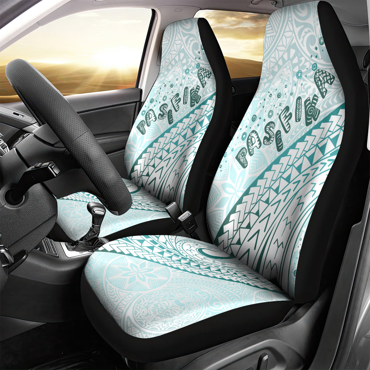 Pasifika Festival Car Seat Cover Tribal Pattern Teal Version