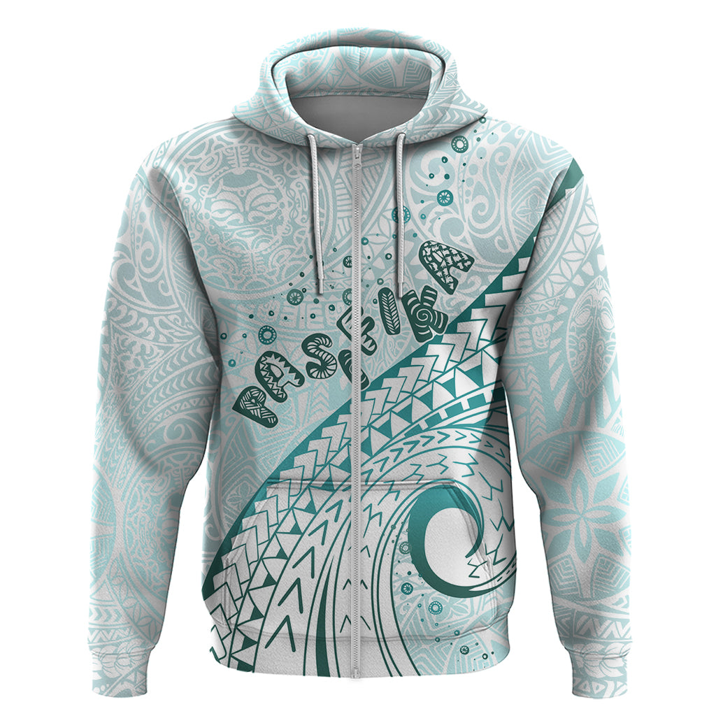Pasifika Festival Hoodie Tribal Pattern Teal Version LT01 Zip Hoodie Teal - Polynesian Pride