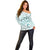 Pasifika Festival Off Shoulder Sweater Tribal Pattern Teal Version LT01