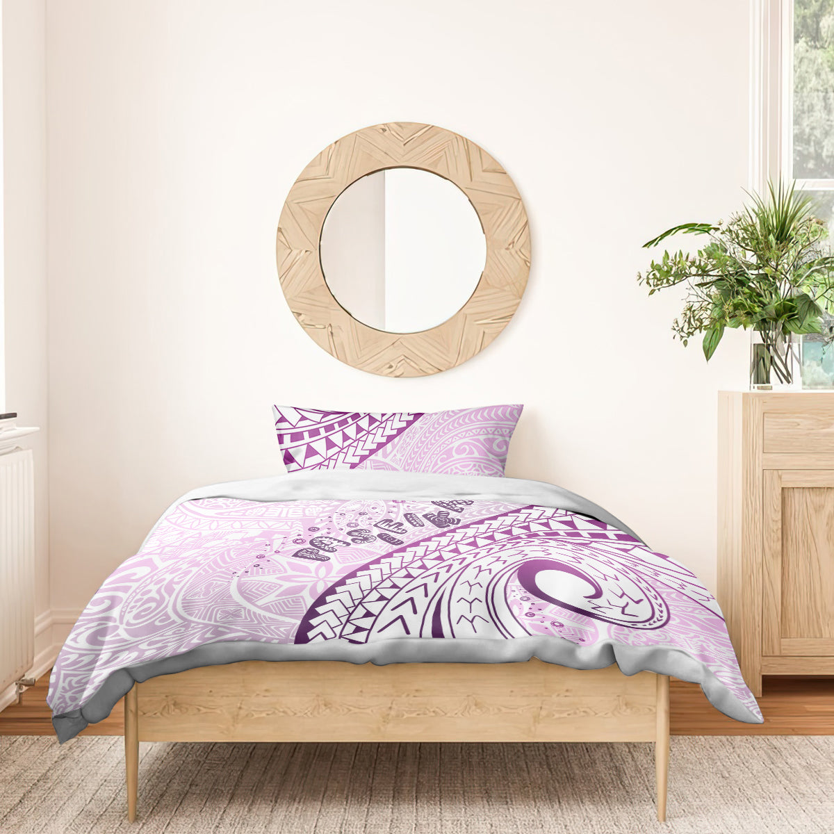 Pasifika Festival Bedding Set Tribal Pattern Lilac Version