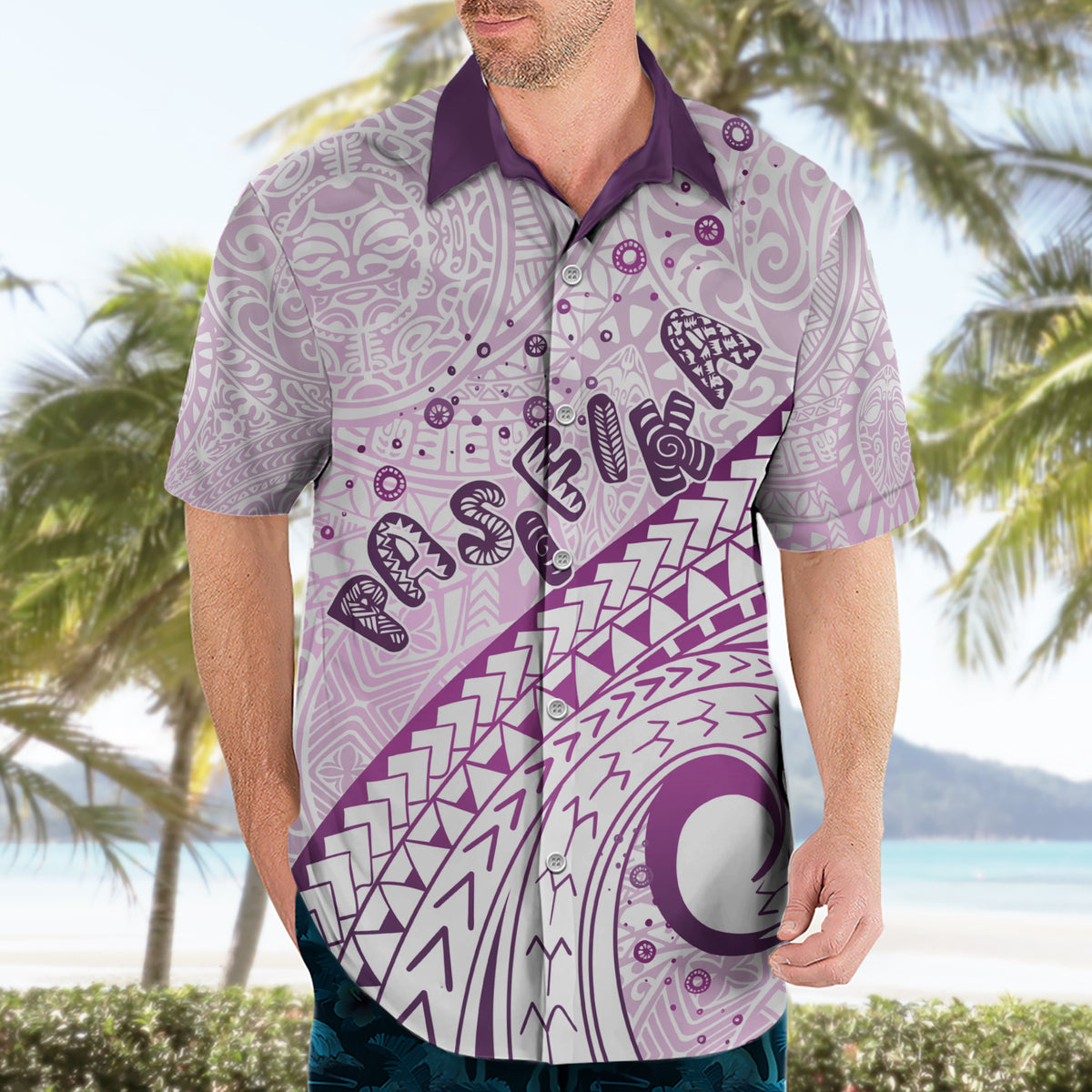 Pasifika Festival Hawaiian Shirt Tribal Pattern Lilac Version LT01 - Polynesian Pride