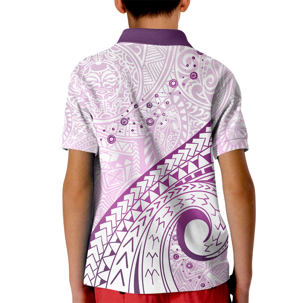 Pasifika Festival Kid Polo Shirt Tribal Pattern Lilac Version LT01 - Polynesian Pride