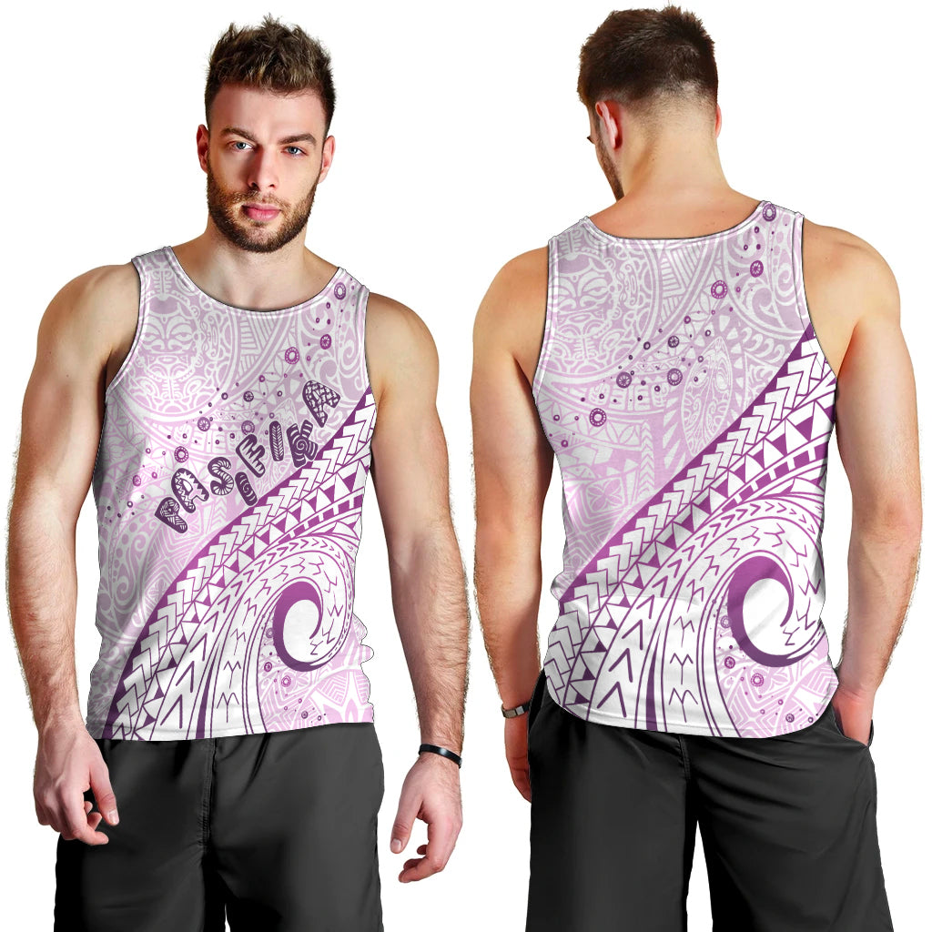 Pasifika Festival Men Tank Top Tribal Pattern Lilac Version LT01 - Polynesian Pride
