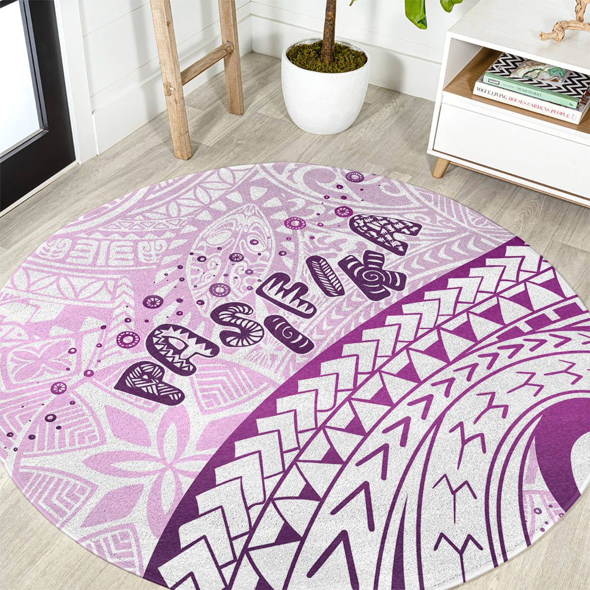 Pasifika Festival Round Carpet Tribal Pattern Lilac Version LT01 Purple - Polynesian Pride