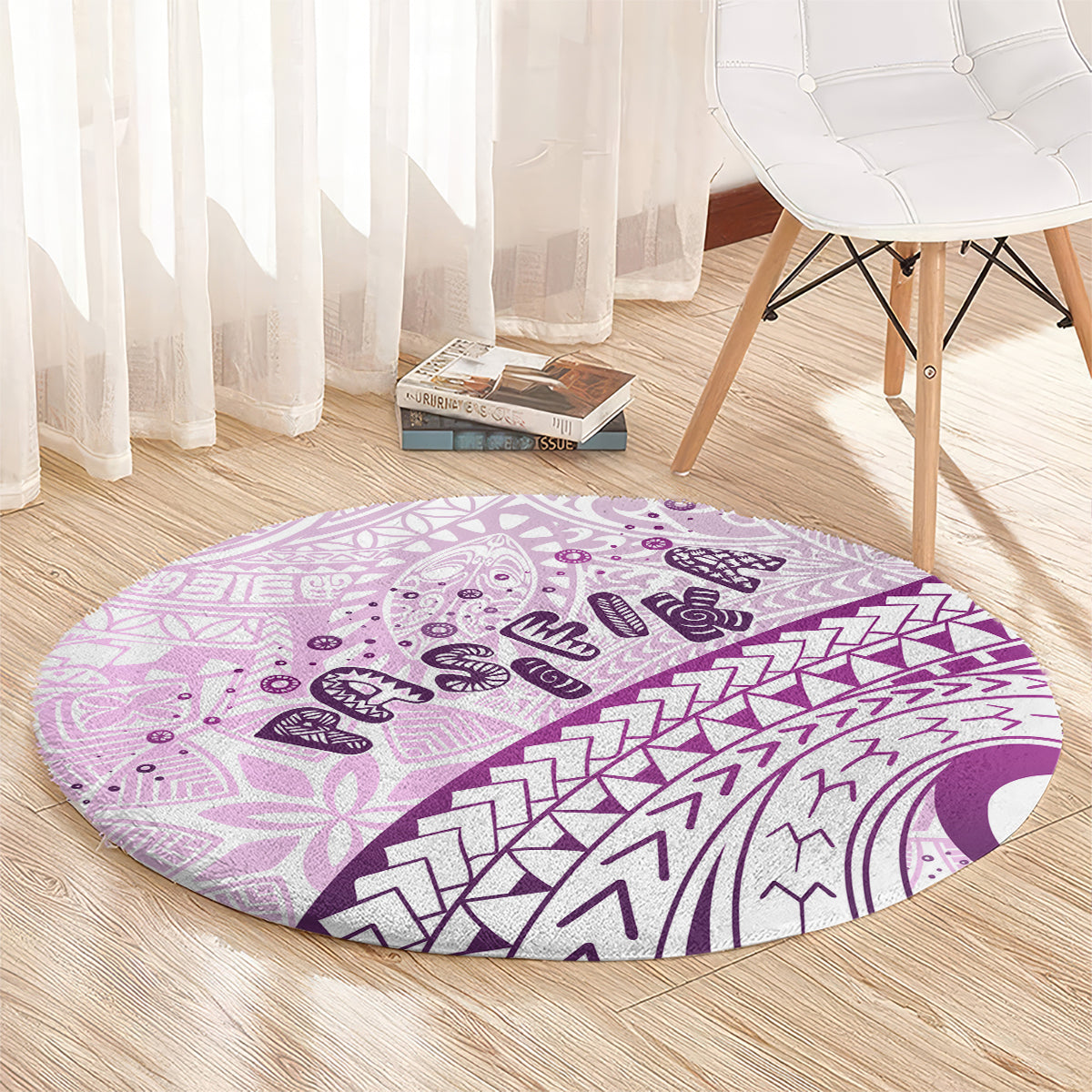 Pasifika Festival Round Carpet Tribal Pattern Lilac Version LT01 - Polynesian Pride