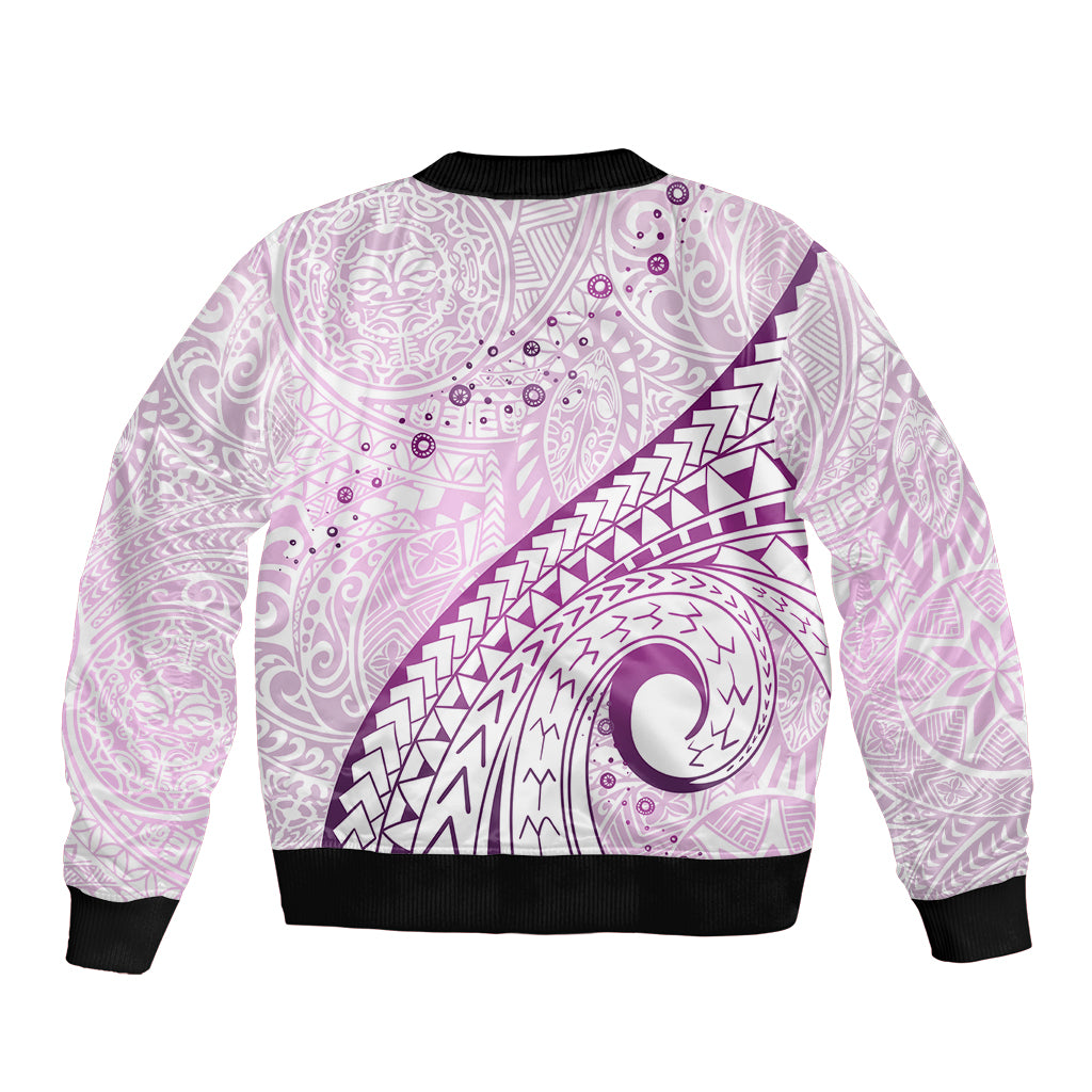 Pasifika Festival Sleeve Zip Bomber Jacket Tribal Pattern Lilac Version LT01 - Polynesian Pride