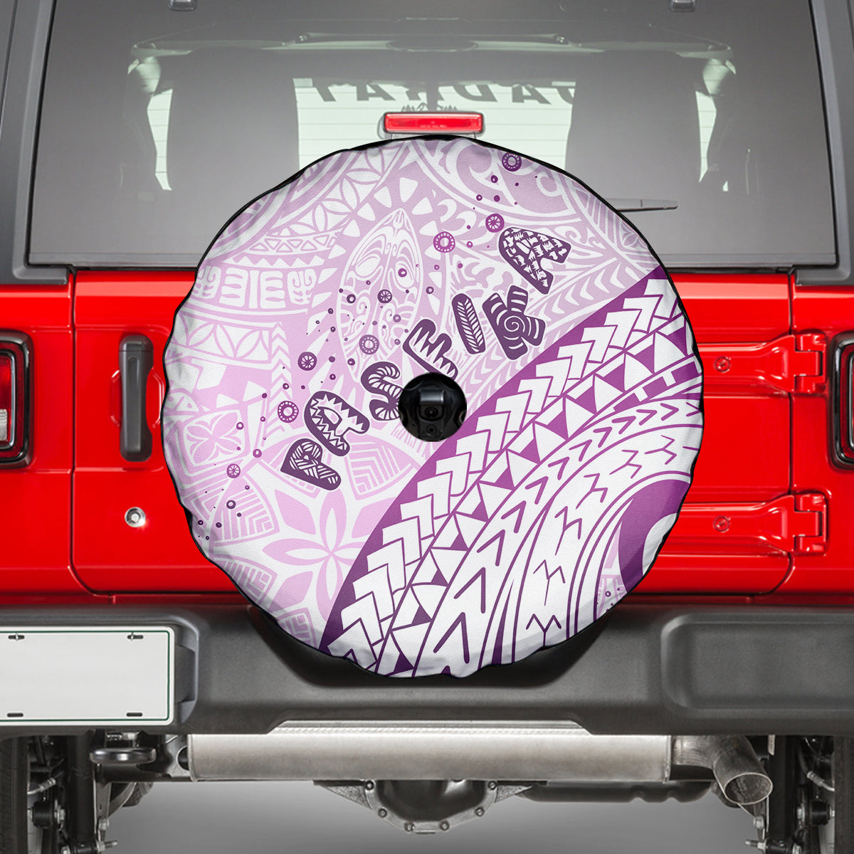 Pasifika Festival Spare Tire Cover Tribal Pattern Lilac Version
