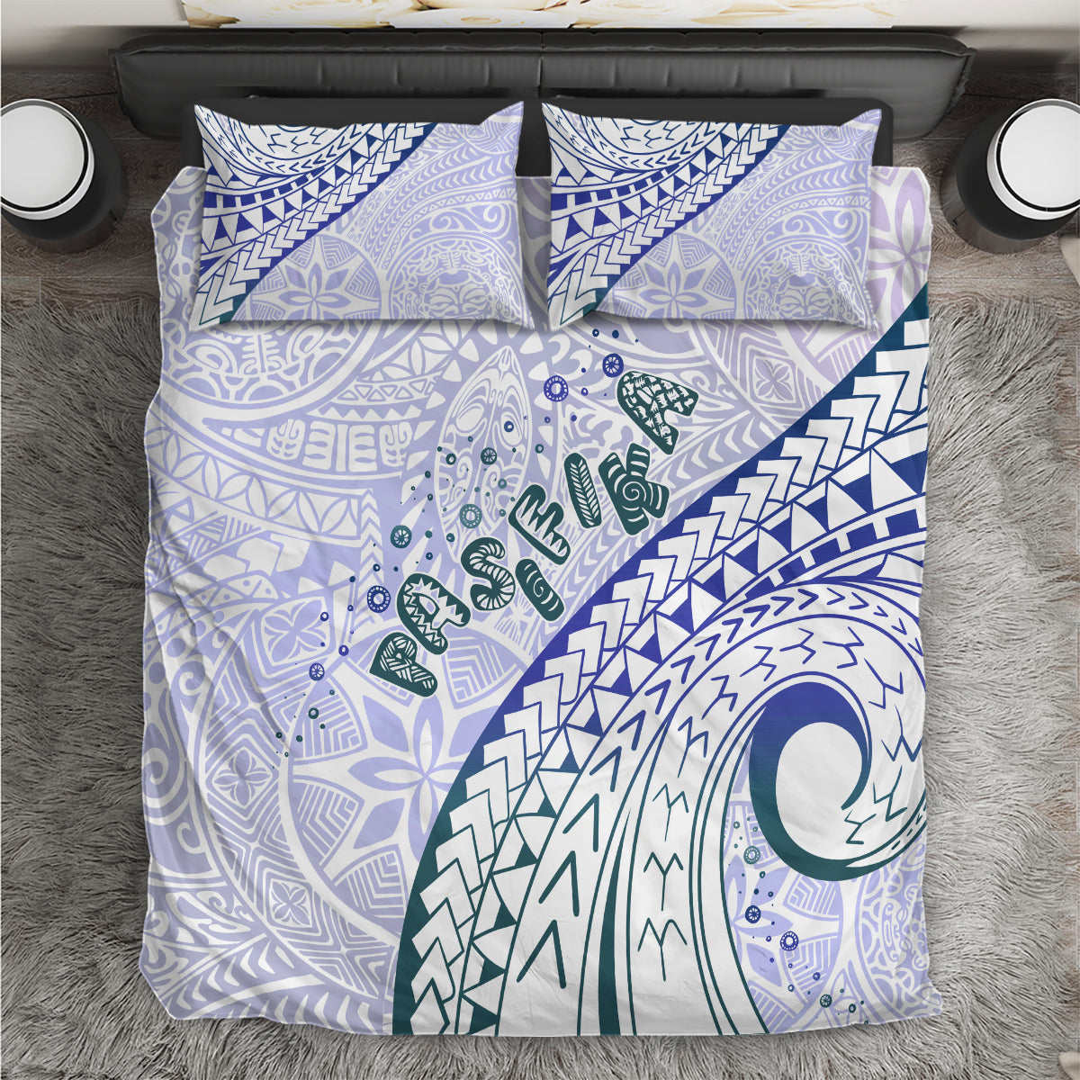Pasifika Festival Bedding Set Tribal Pattern Violet Version