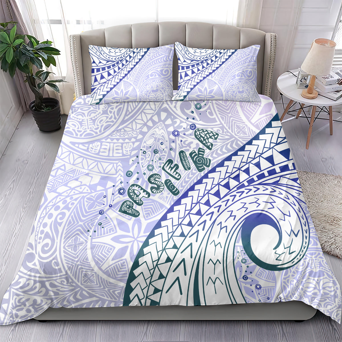 Pasifika Festival Bedding Set Tribal Pattern Violet Version