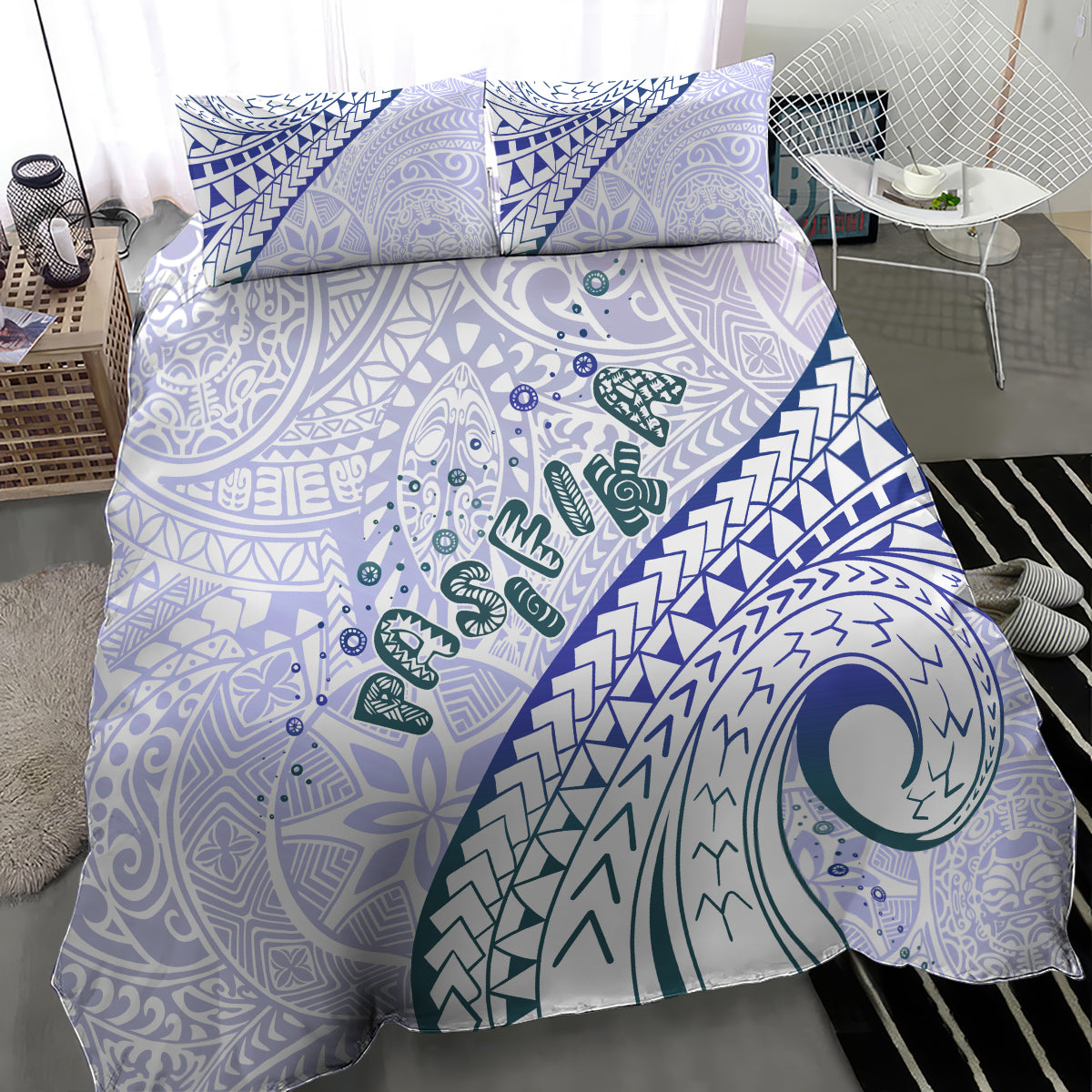 Pasifika Festival Bedding Set Tribal Pattern Violet Version