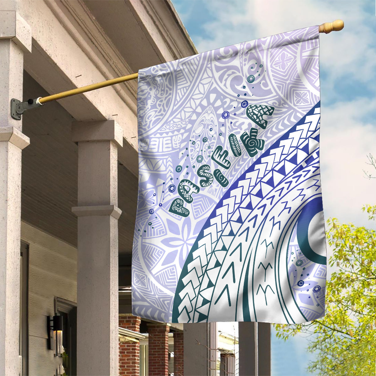 Pasifika Festival Garden Flag Tribal Pattern Violet Version