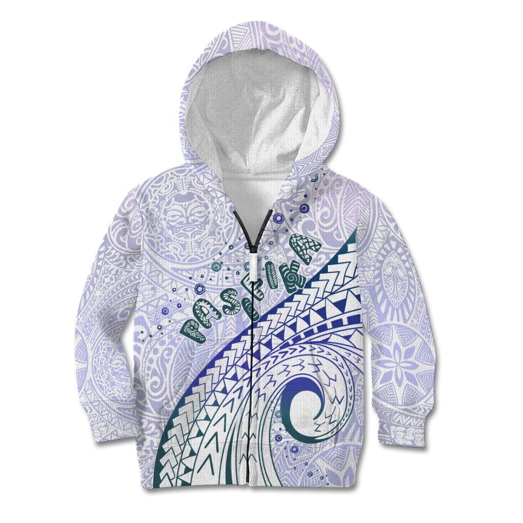 Pasifika Festival Kid Hoodie Tribal Pattern Violet Version LT01 Zip Hoodie Purple - Polynesian Pride