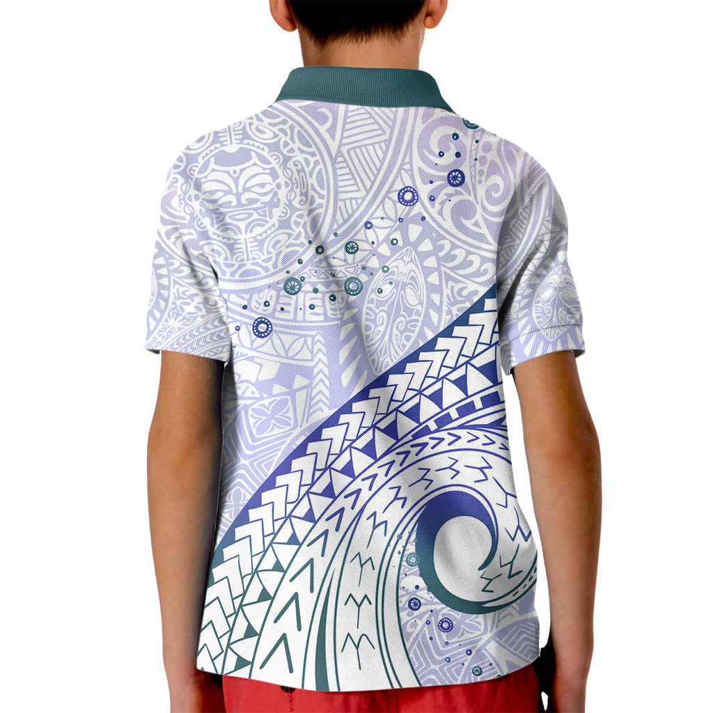 Pasifika Festival Kid Polo Shirt Tribal Pattern Violet Version LT01 - Polynesian Pride