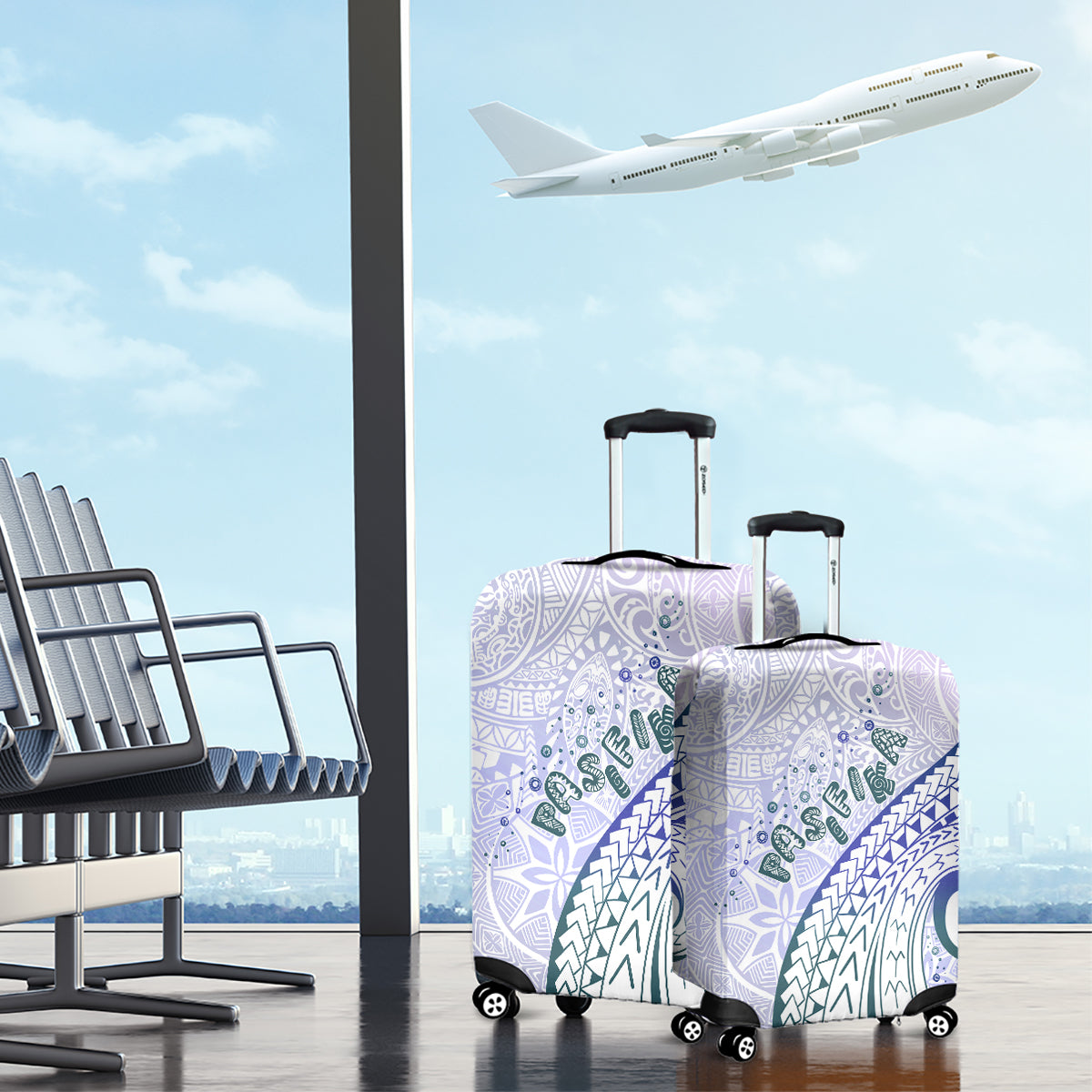 Pasifika Festival Luggage Cover Tribal Pattern Violet Version LT01 - Polynesian Pride