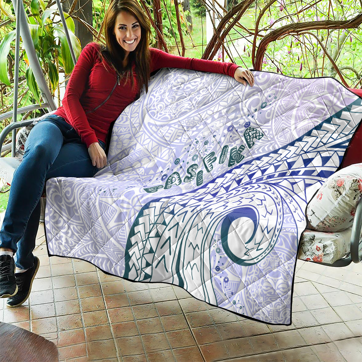 Pasifika Festival Quilt Tribal Pattern Violet Version