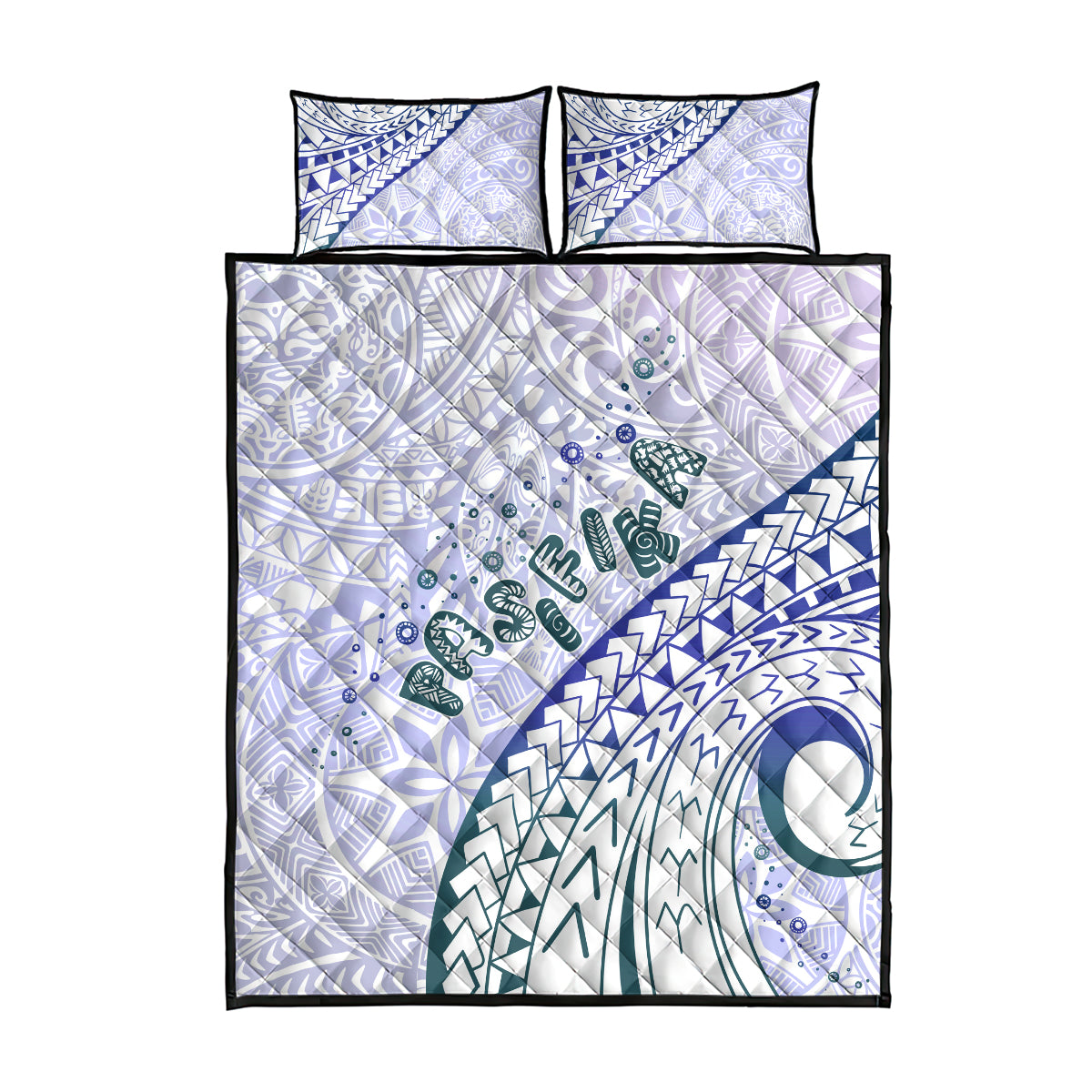 Pasifika Festival Quilt Bed Set Tribal Pattern Violet Version