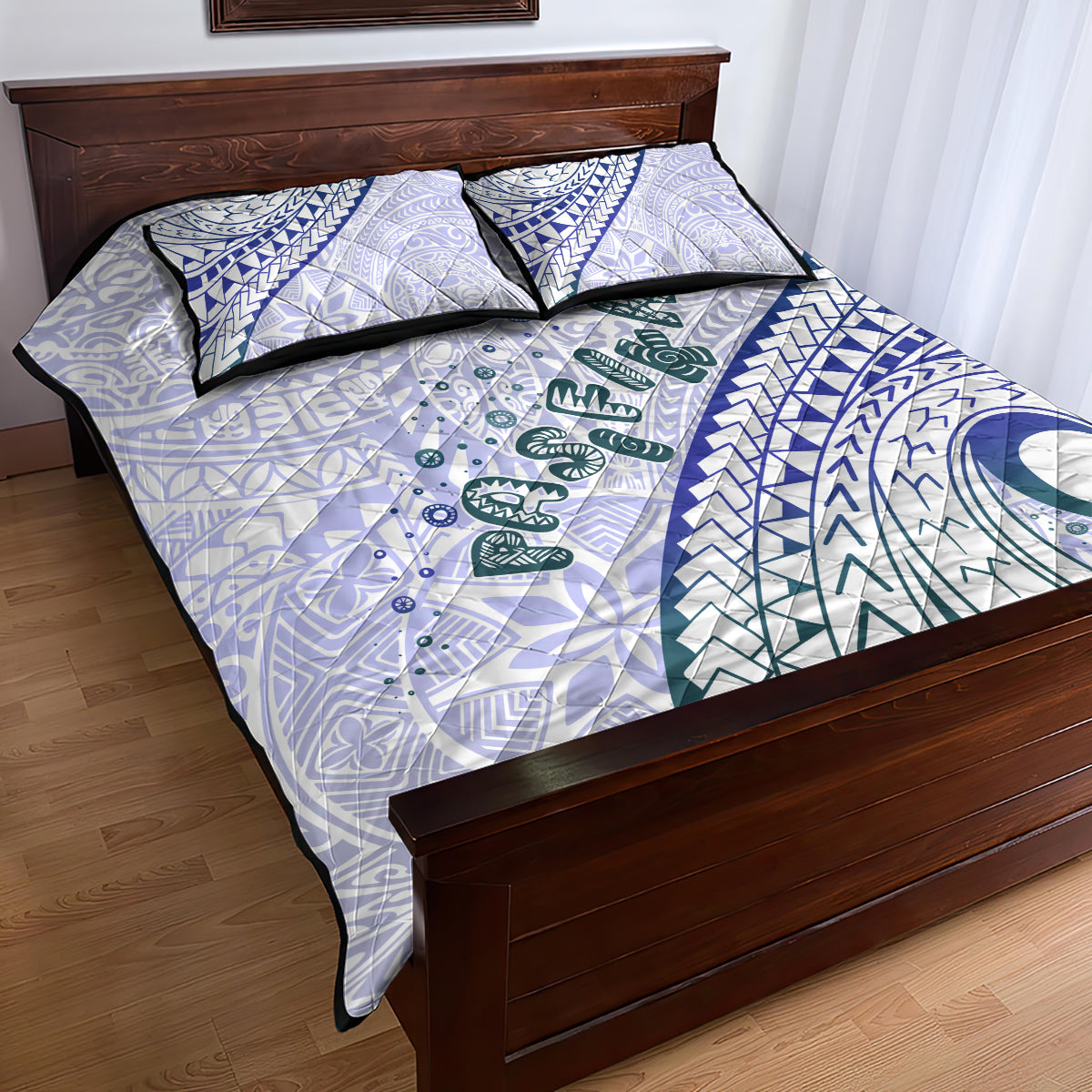 Pasifika Festival Quilt Bed Set Tribal Pattern Violet Version