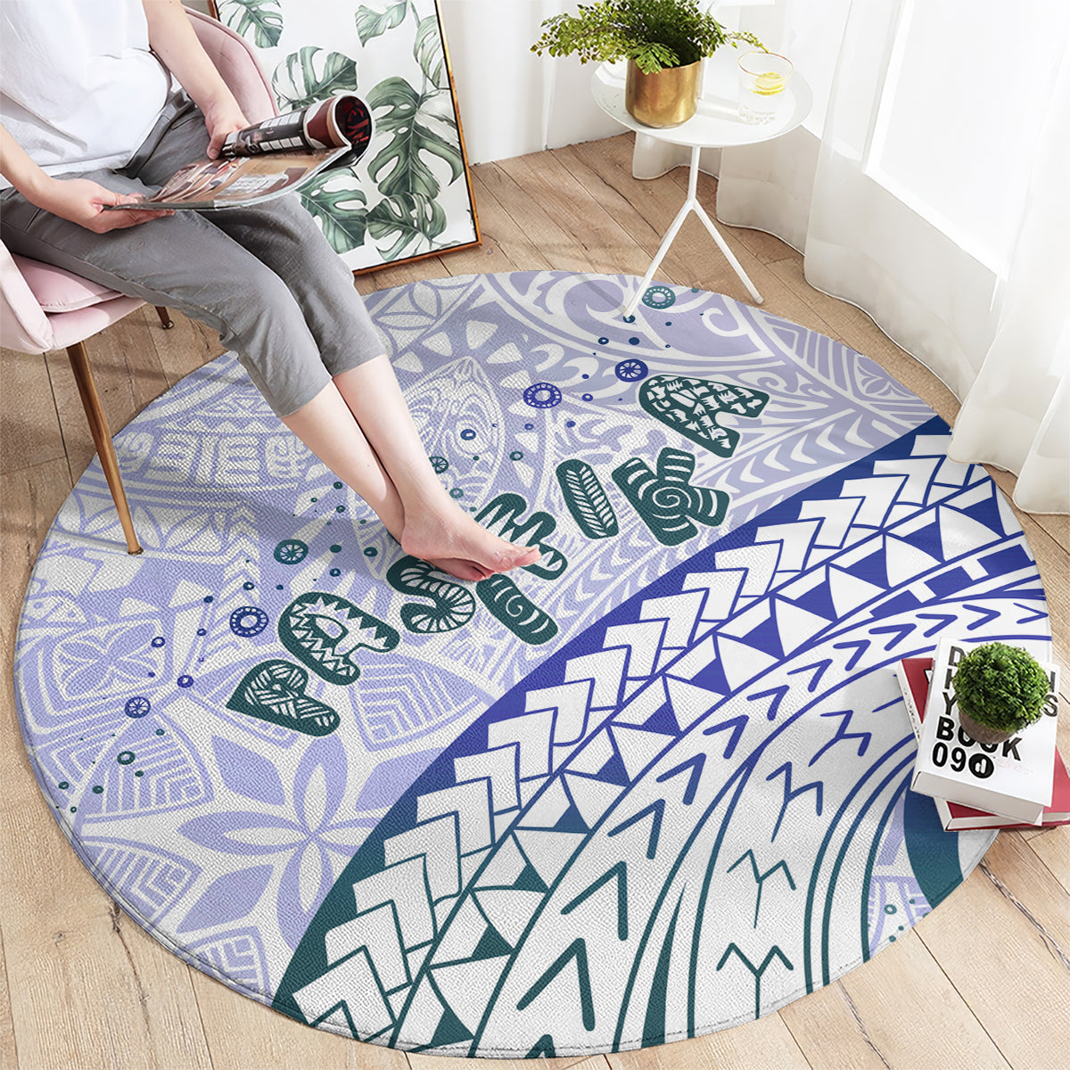 Pasifika Festival Round Carpet Tribal Pattern Violet Version LT01 - Polynesian Pride
