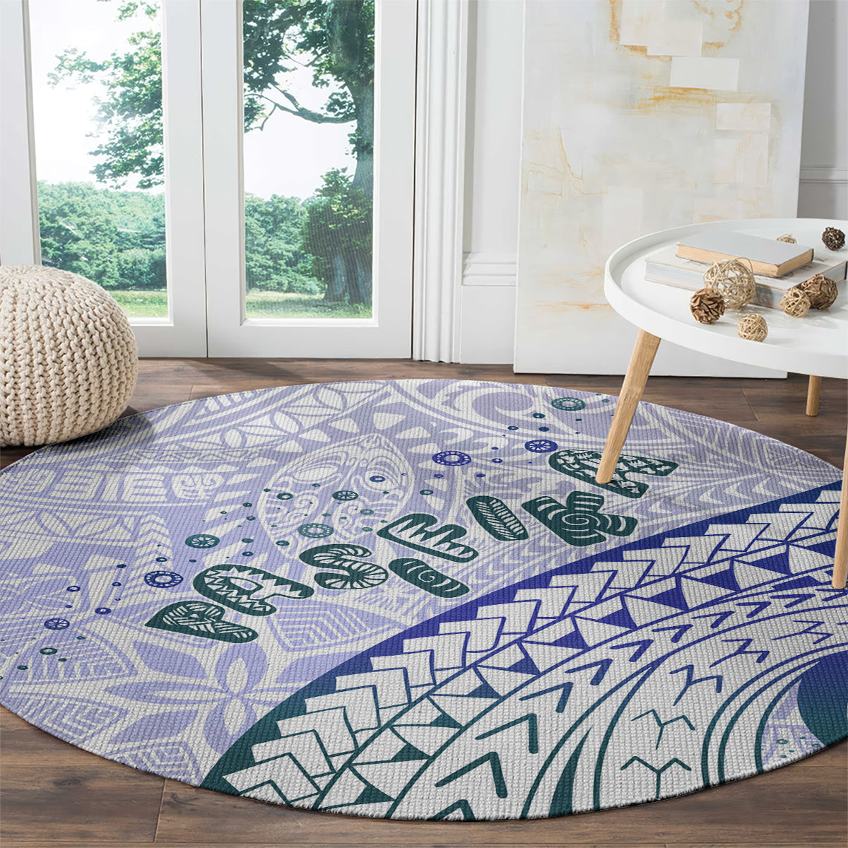 Pasifika Festival Round Carpet Tribal Pattern Violet Version LT01 - Polynesian Pride