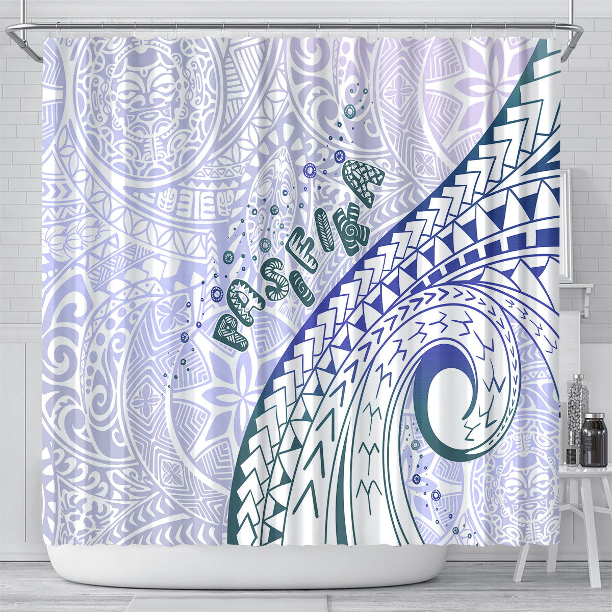 Pasifika Festival Shower Curtain Tribal Pattern Violet Version