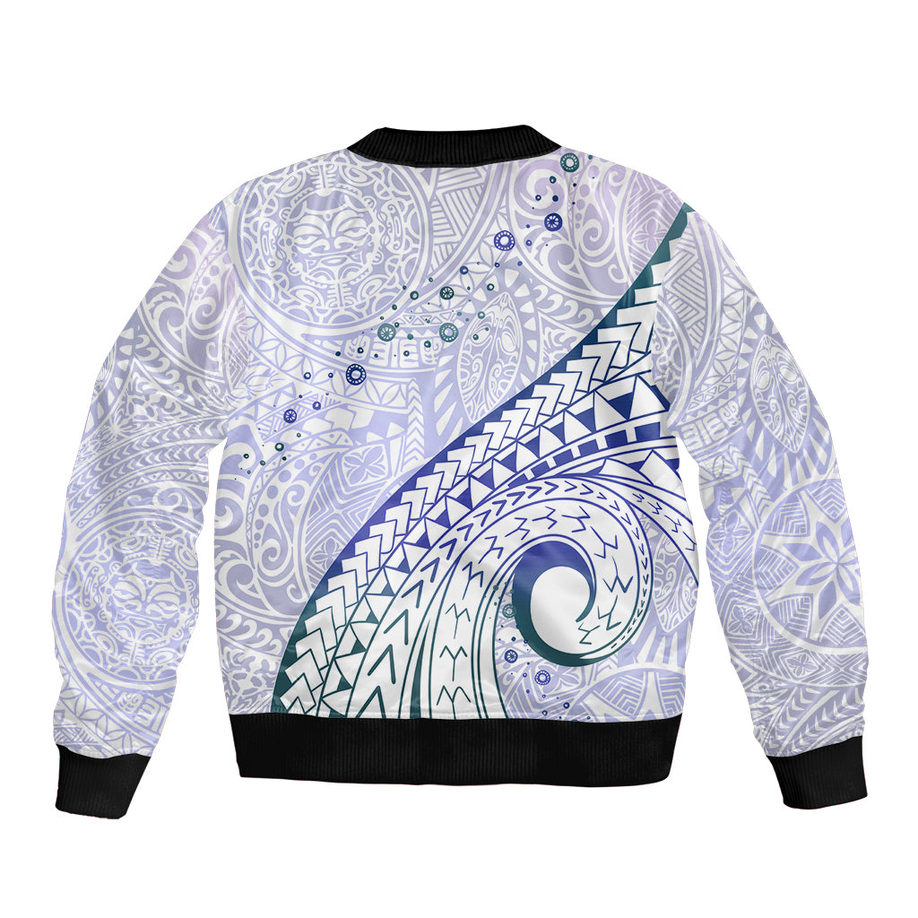 Pasifika Festival Sleeve Zip Bomber Jacket Tribal Pattern Violet Version LT01 - Polynesian Pride