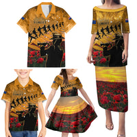 ANZAC Day 2024 Family Matching Puletasi and Hawaiian Shirt Silver Fern With A Trumpet Soldier LT01 - Polynesian Pride