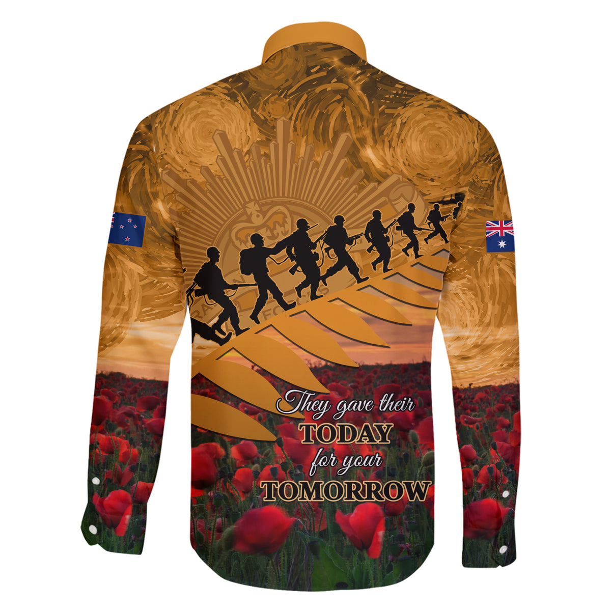 ANZAC Day 2024 Family Matching Short Sleeve Bodycon Dress and Hawaiian Shirt Silver Fern With A Trumpet Soldier LT01 - Polynesian Pride