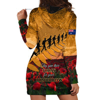 ANZAC Day 2024 Hoodie Dress Silver Fern With A Trumpet Soldier LT01 - Polynesian Pride