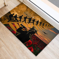 ANZAC Day 2024 Rubber Doormat Silver Fern With A Trumpet Soldier