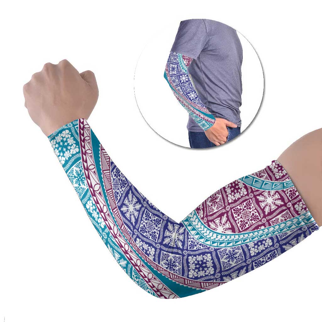 Hawaiian Quilt Pattern Arm Sleeves Purple Blue Color Mixed LT01 Set of 2 Purple - Polynesian Pride