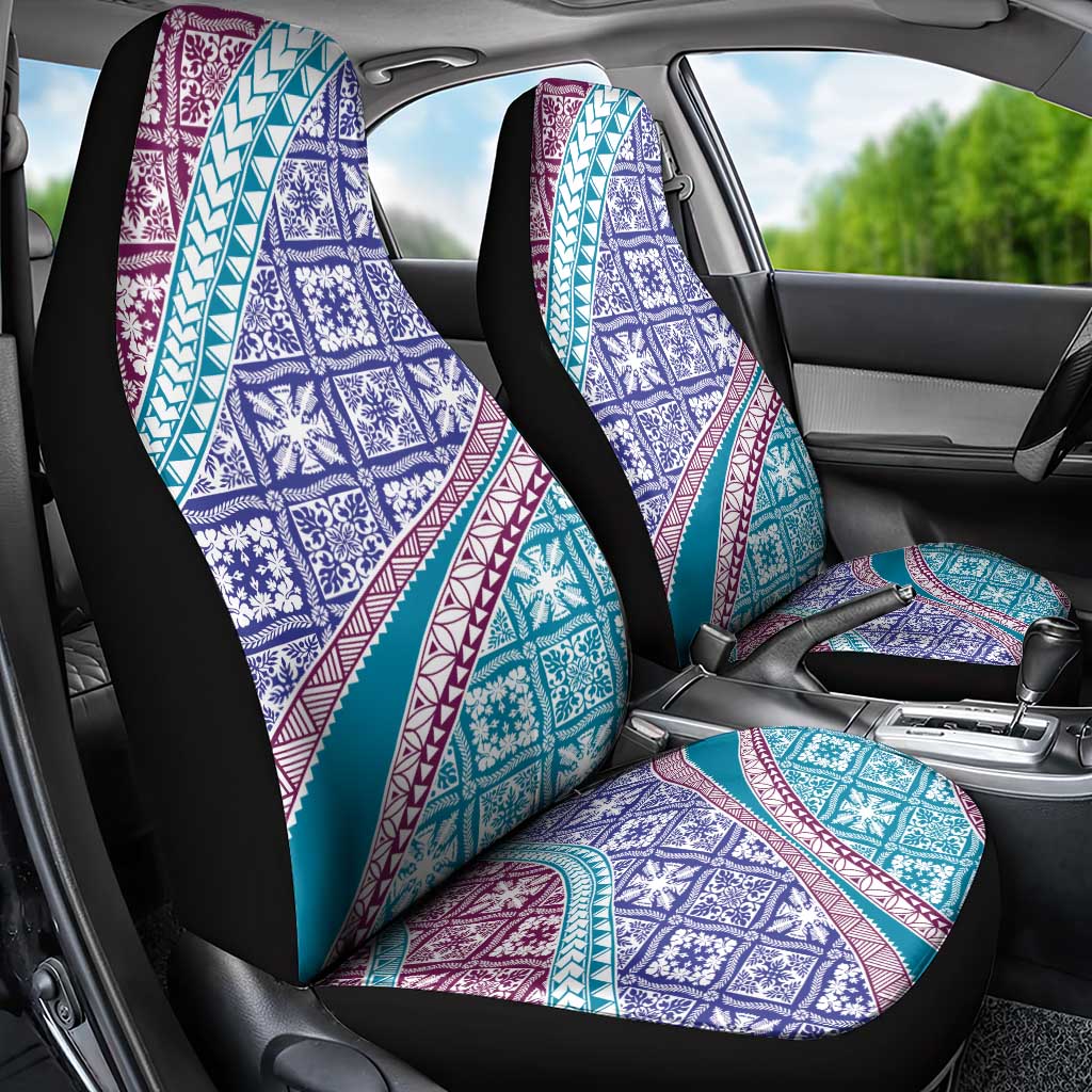 Hawaiian Quilt Pattern Car Seat Cover Purple Blue Color Mixed - Polynesian Pride