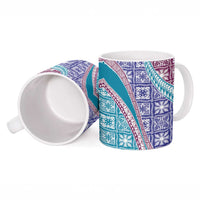 Hawaiian Quilt Pattern Ceramic Mug Purple Blue Color Mixed - Polynesian Pride