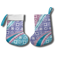 Hawaiian Quilt Pattern Christmas Stocking Purple Blue Color Mixed - Polynesian Pride