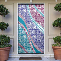 Hawaiian Quilt Pattern Door Cover Purple Blue Color Mixed - Polynesian Pride