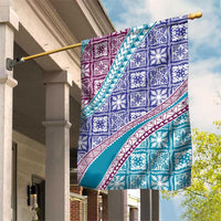 Hawaiian Quilt Pattern Garden Flag Purple Blue Color Mixed - Polynesian Pride