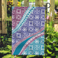 Hawaiian Quilt Pattern Garden Flag Purple Blue Color Mixed - Polynesian Pride