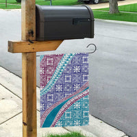 Hawaiian Quilt Pattern Garden Flag Purple Blue Color Mixed - Polynesian Pride