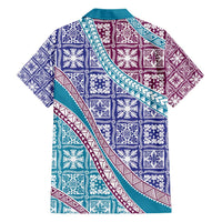 Hawaiian Quilt Pattern Hawaiian Shirt Purple Blue Color Mixed - Polynesian Pride
