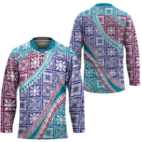 Hawaiian Quilt Pattern Hockey Jersey Purple Blue Color Mixed - Polynesian Pride