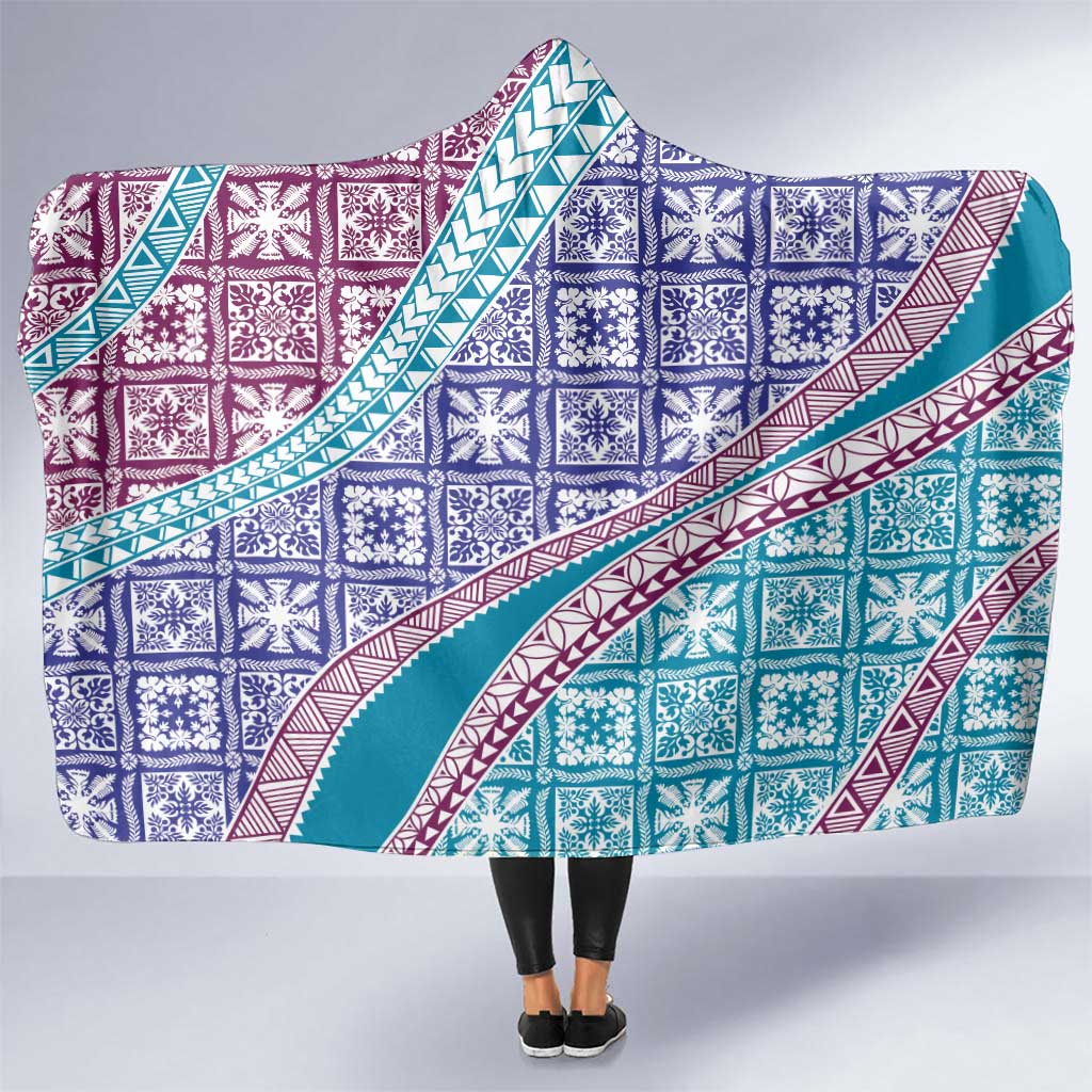 Hawaiian Quilt Pattern Hooded Blanket Purple Blue Color Mixed LT01 One Size Purple - Polynesian Pride