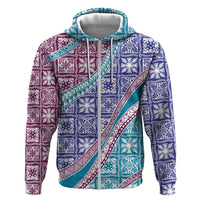 Hawaiian Quilt Pattern Hoodie Purple Blue Color Mixed - Polynesian Pride