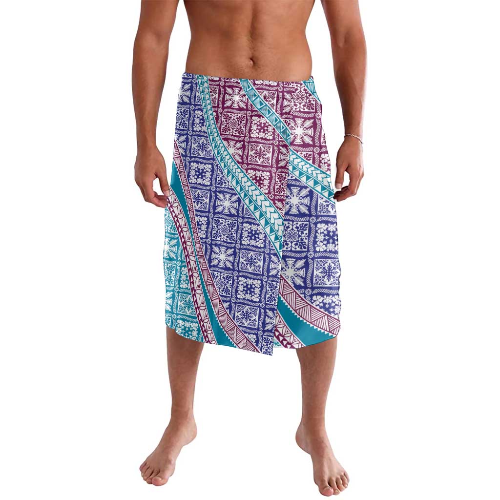 Hawaiian Quilt Pattern Lavalava Purple Blue Color Mixed - Polynesian Pride