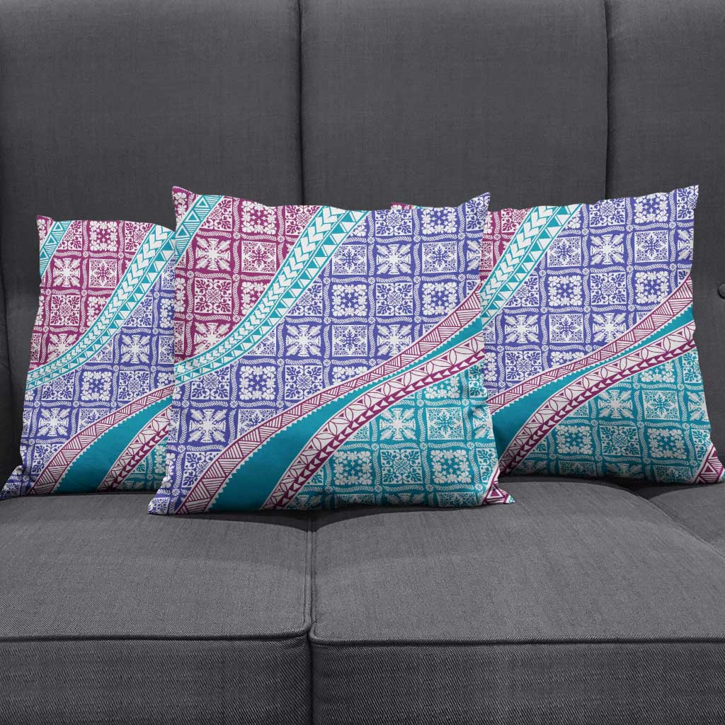 Hawaiian Quilt Pattern Pillow Cover Purple Blue Color Mixed - Polynesian Pride