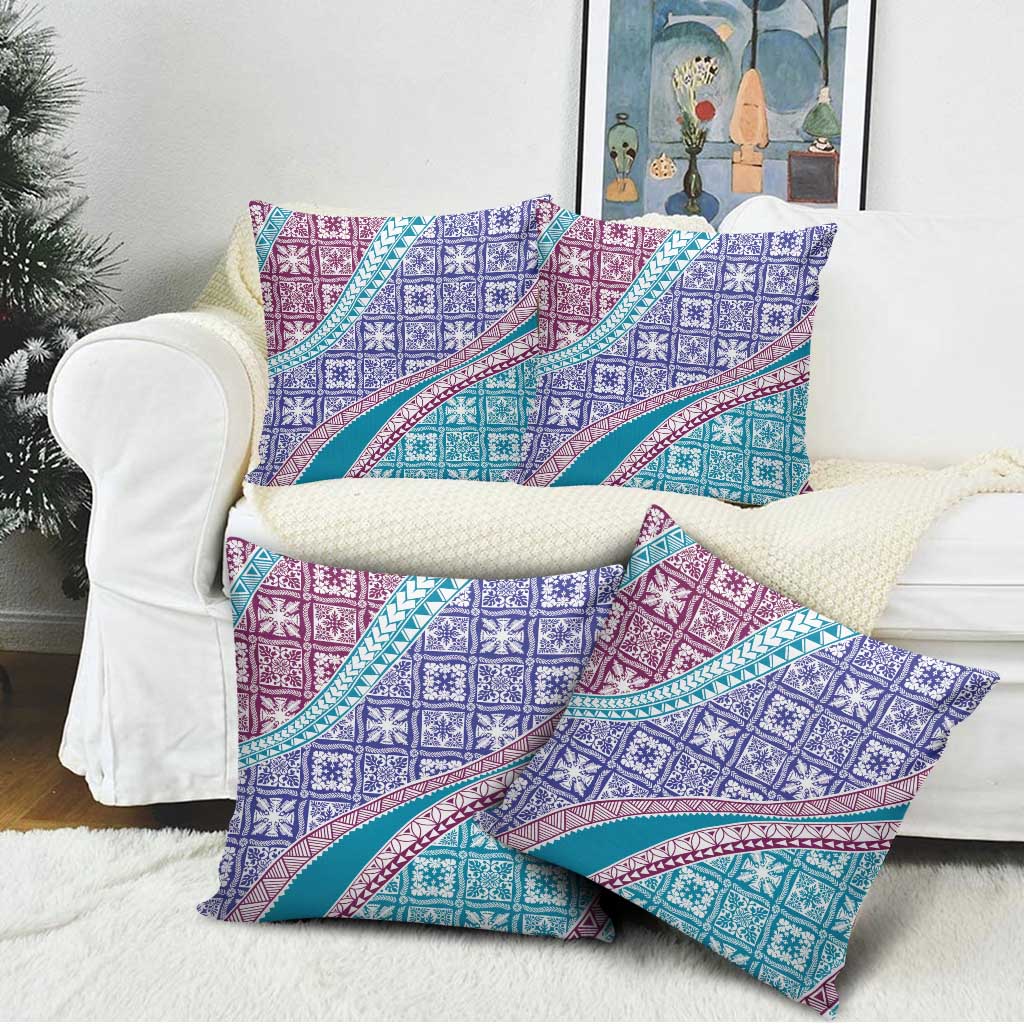 Hawaiian Quilt Pattern Pillow Cover Purple Blue Color Mixed - Polynesian Pride