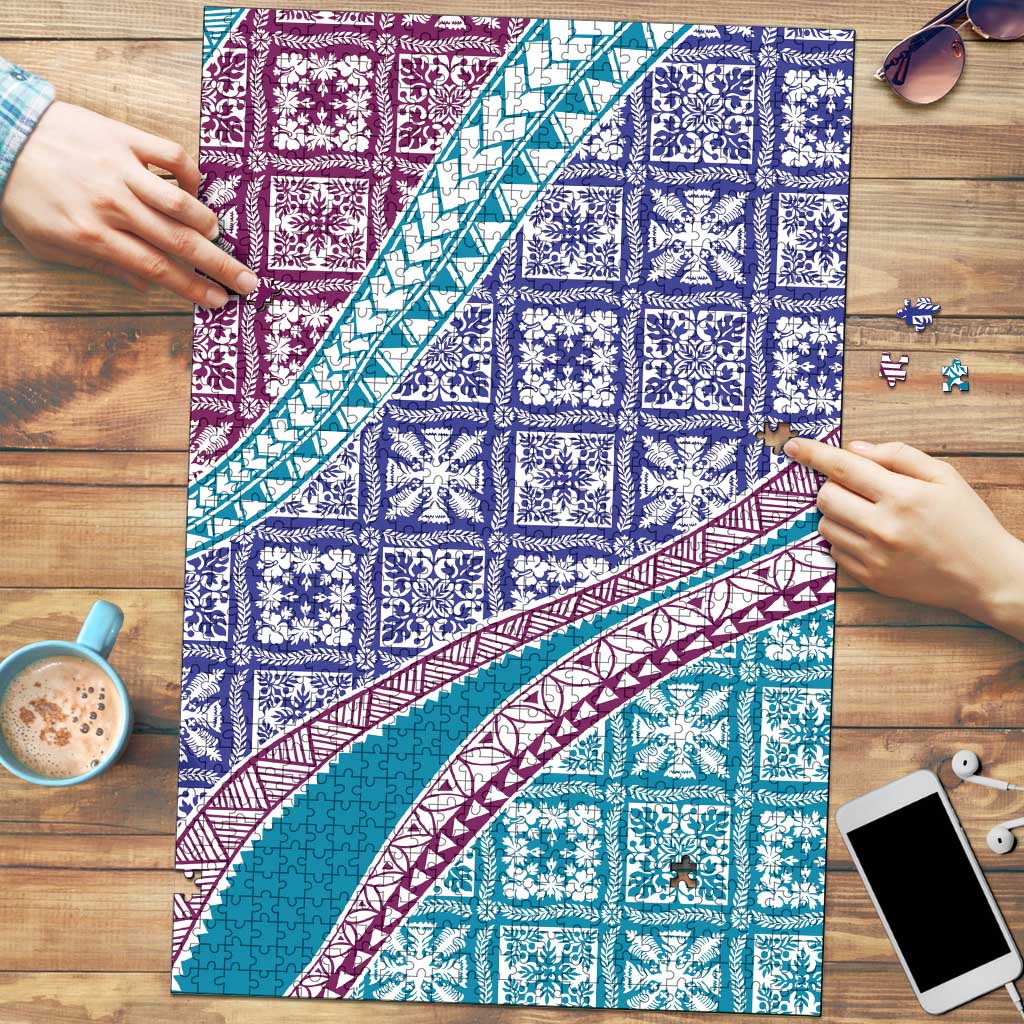 Hawaiian Quilt Pattern Puzzle Purple Blue Color Mixed LT01 Purple - Polynesian Pride